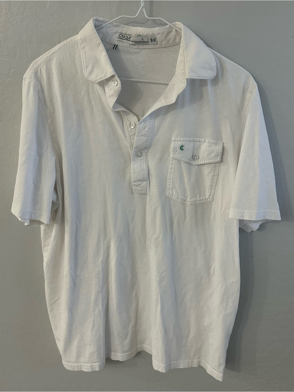 Criquet White Short-Sleeve Polo with Chest Pocket